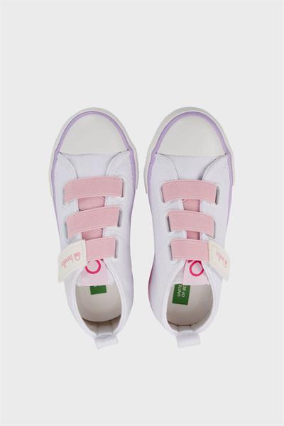 Benetton Kız Çocuk Cırtlı Converse Beyaz Pembe BN-30649P