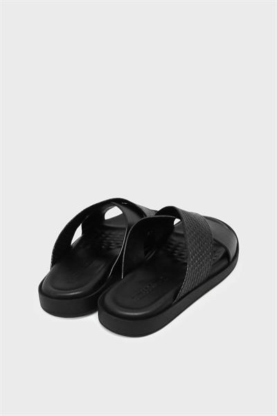 Bulldozer Erkek Casual Deri Terlik Siyah BUL-241206