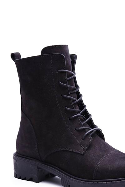 Bulldozer Kadın Deri Postal Bot Nubuk Siyah BUL-230625