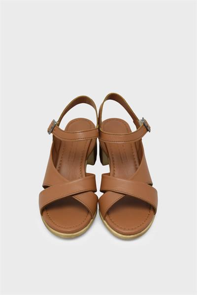 Bulldozer Kadın Topuklu Deri Sandalet Taba BUL-231699