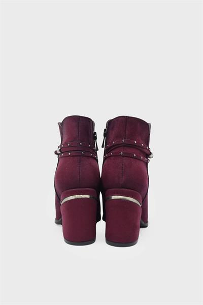 Caprito Kadın Topuklu Bot Süet Bordo CPRT-K18105