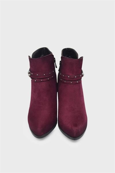 Caprito Kadın Topuklu Bot Süet Bordo CPRT-K18105