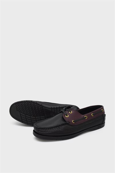 Castle Black Erkek Loafer Deri Ayakkabı Siyah Bordo CB10101