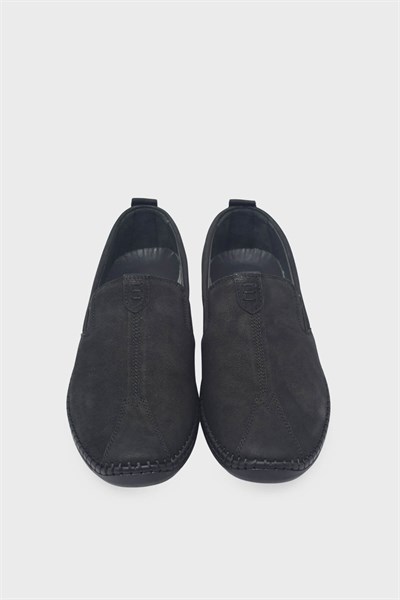 Castle Black Erkek Yazlık Comfort Deri Ayakkabı Nubuk Siyah CB71101
