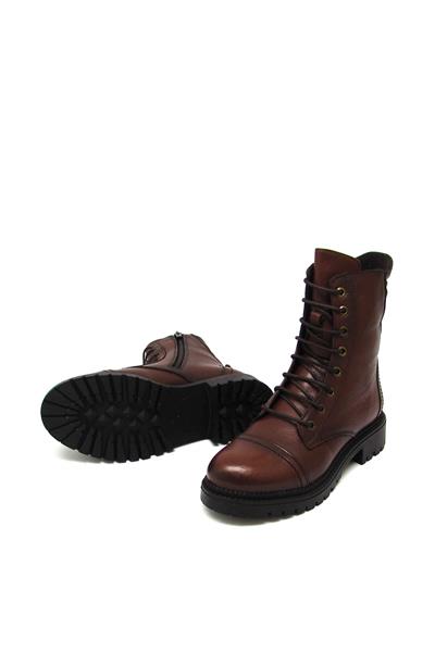 Castle Black Kadın Bağcıklı Postal Deri Bot Taba CB52682