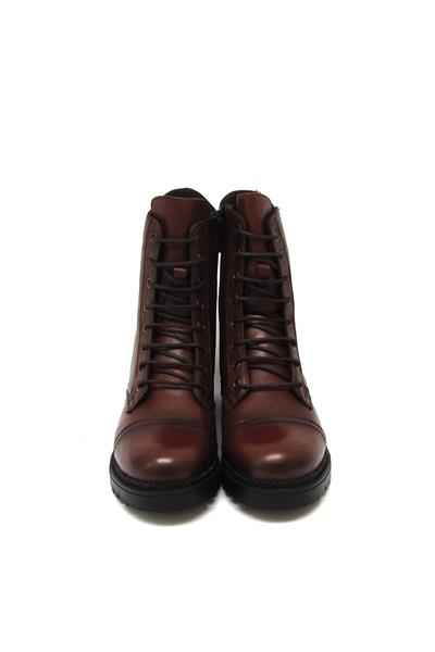 Castle Black Kadın Bağcıklı Postal Deri Bot Taba CB52682