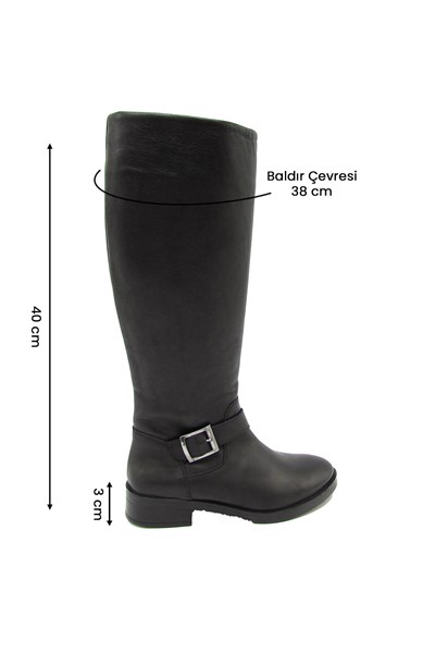 Castle Black Kadın Casual Deri Çizme Siyah CB21900