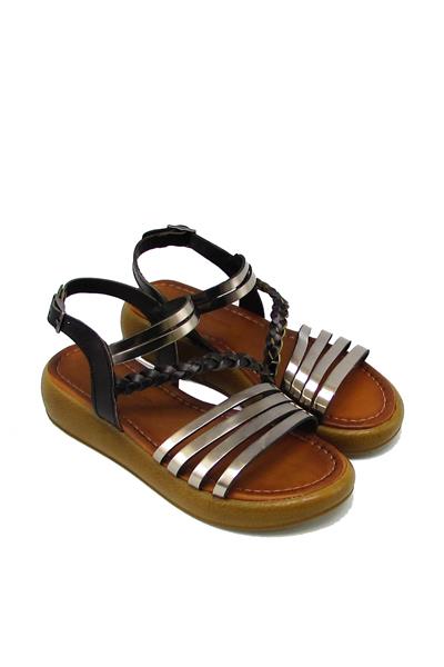 Castle Black Kadın Casual Deri Sandalet Siyah CB10014