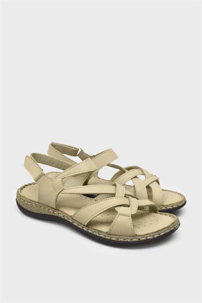 Castle Black Kadın Casual Deri Sandalet Bej CB22337