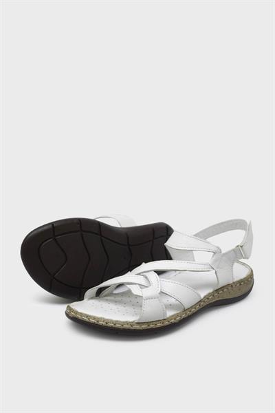 Castle Black Kadın Casual Deri Sandalet Beyaz CB22337
