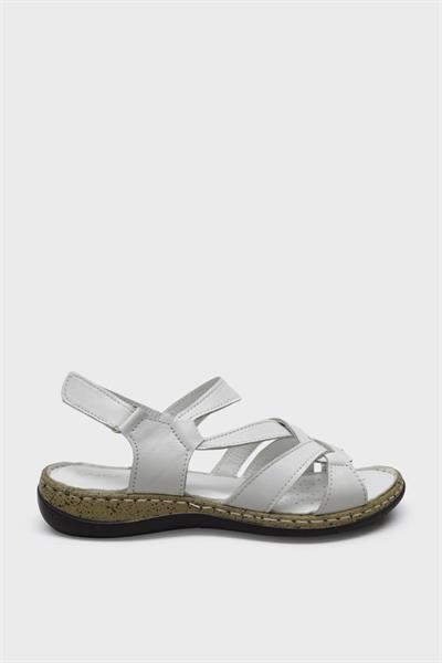 Castle Black Kadın Casual Deri Sandalet Beyaz CB22337