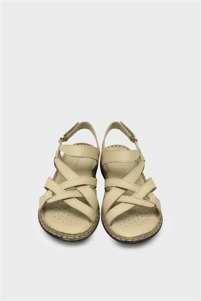 Castle Black Kadın Casual Deri Sandalet Bej CB22337