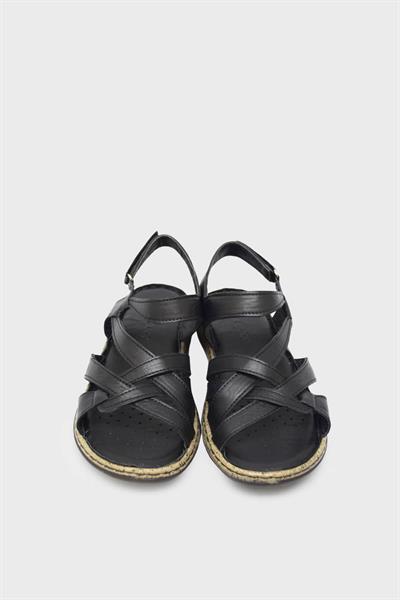 Castle Black Kadın Casual Deri Sandalet Siyah CB22337