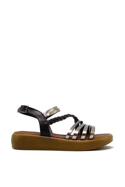 Castle Black Kadın Casual Deri Sandalet Siyah CB10014