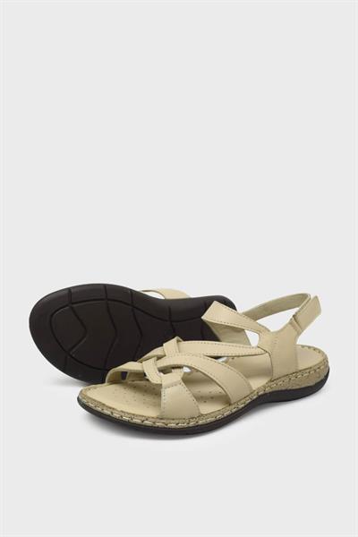 Castle Black Kadın Casual Deri Sandalet Bej CB22337