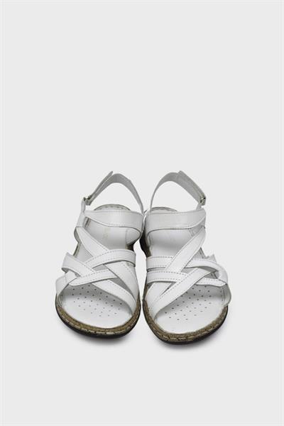 Castle Black Kadın Casual Deri Sandalet Beyaz CB22337