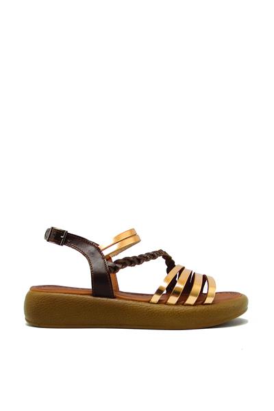 Castle Black Kadın Casual Deri Sandalet Kahve CB10014