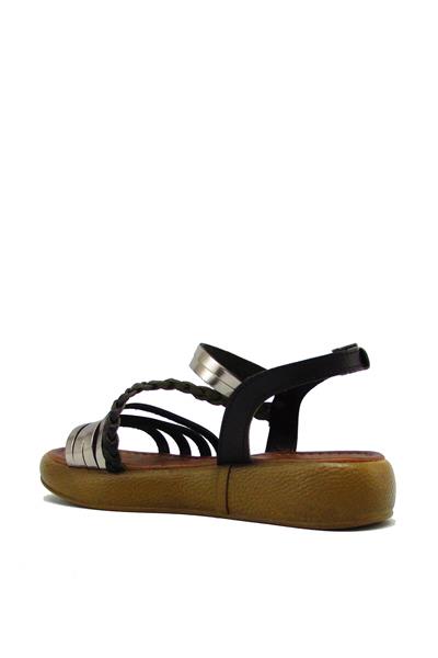Castle Black Kadın Casual Deri Sandalet Siyah CB10014