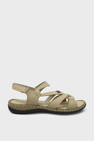 Castle Black Kadın Casual Deri Sandalet Bej CB22337