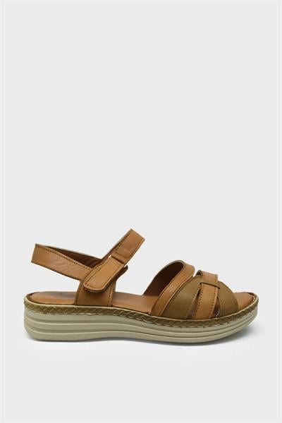 Castle Black Kadın Casual Deri Sandalet Taba CB22338