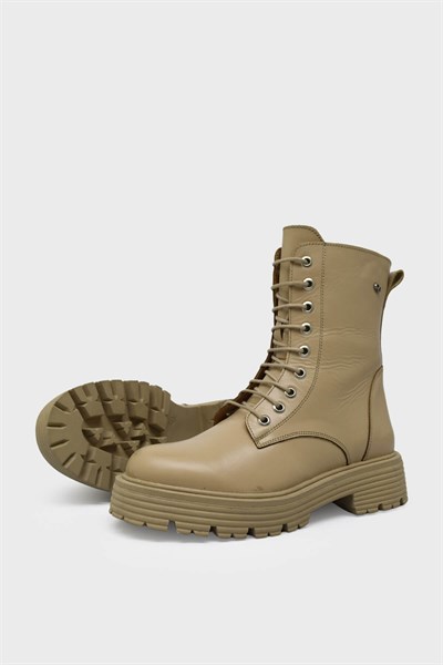 Castle Black Kadın Deri Postal Bot Bej CB23820-1