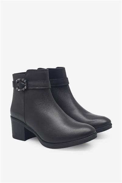 Castle Black Kadın Topuklu Deri Bot Siyah CB61012