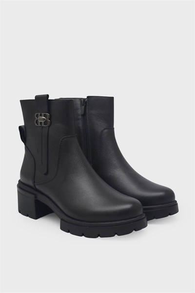 Castle Black Kadın Topuklu Deri Bot Siyah CB27364