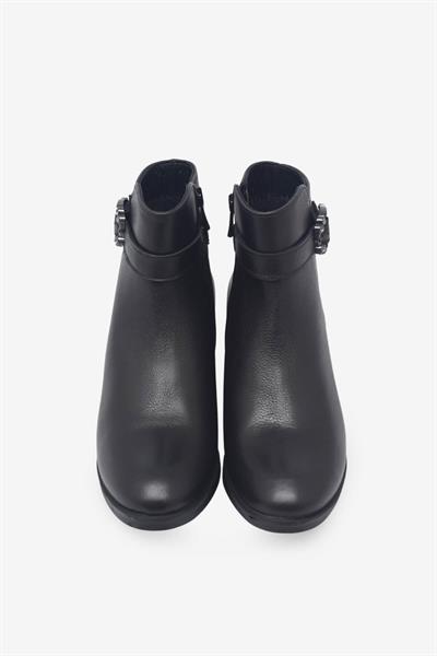 Castle Black Kadın Topuklu Deri Bot Siyah CB61012