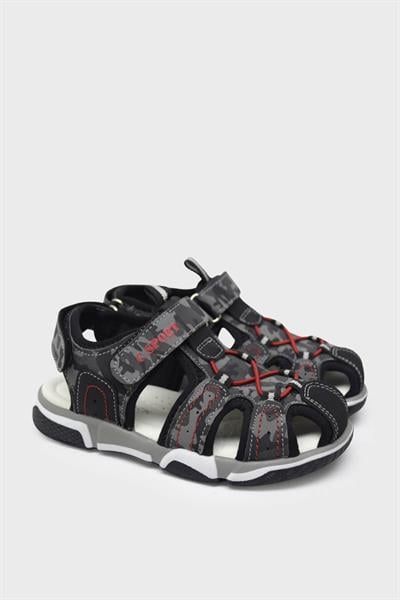 Castle Black Unisex Çocuk Kafes Sandalet Siyah CB3544