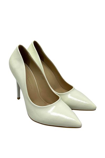 Esstii Kadın İnce Topuklu Klasik Stiletto Ayakkabı Kırışık Beyaz EST095