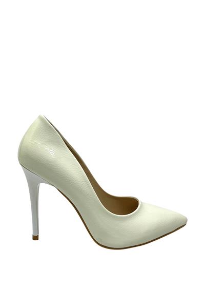 Esstii Kadın İnce Topuklu Klasik Stiletto Ayakkabı Kırışık Beyaz EST095