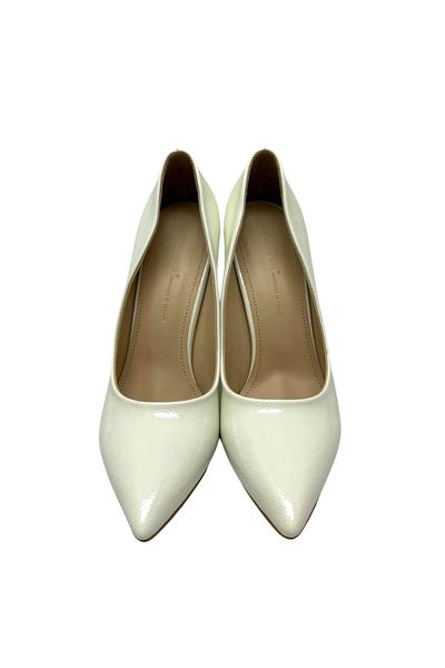 Esstii Kadın İnce Topuklu Klasik Stiletto Ayakkabı Kırışık Beyaz EST095