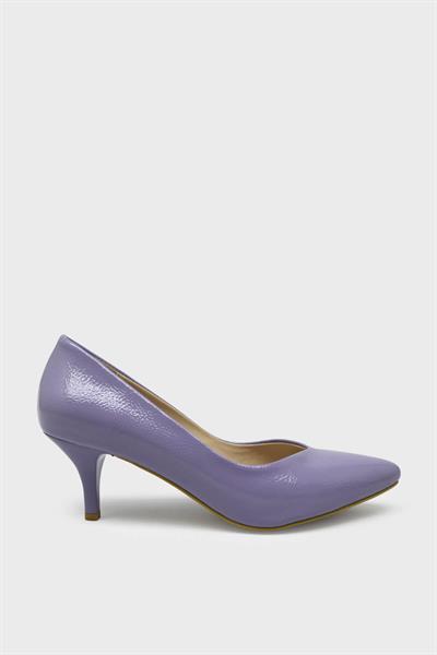 Esstii Kadın Kısa İnce Topuklu Stiletto Ayakkabı Mor Kırışık EST096