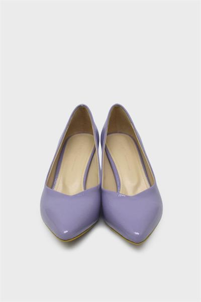 Esstii Kadın Kısa İnce Topuklu Stiletto Ayakkabı Mor Kırışık EST096