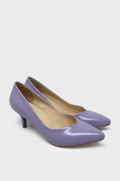 Esstii Kadın Kısa İnce Topuklu Stiletto Ayakkabı Mor Kırışık EST096