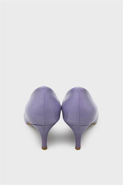 Esstii Kadın Kısa İnce Topuklu Stiletto Ayakkabı Mor Kırışık EST096