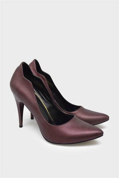 Esstii Kadın Lazer Baskılı Stiletto Bordo EST210