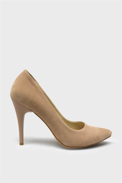 Esstii Kadın Yüksek Topuklu Stiletto Ayakkabı Süet Pudra EST100
