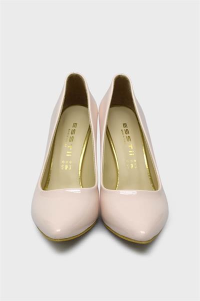 Esstii Kadın Yüksek Topuklu Stiletto Ayakkabı Pudra Rugan EST100