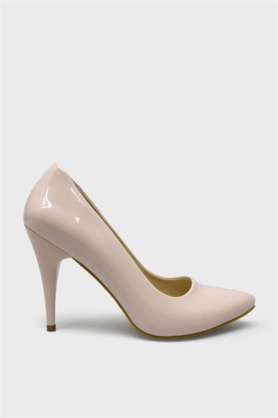 Esstii Kadın Yüksek Topuklu Stiletto Ayakkabı Pudra Rugan EST100