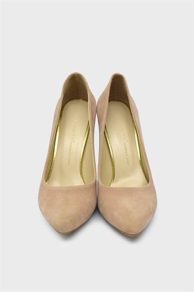 Esstii Kadın Yüksek Topuklu Stiletto Ayakkabı Süet Pudra EST100