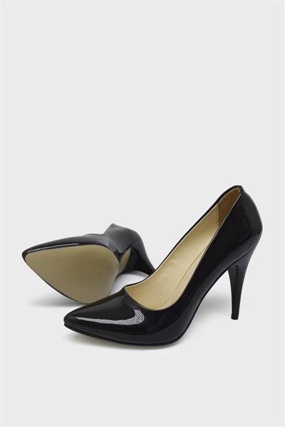 Esstii Kadın Yüksek Topuklu Stiletto Ayakkabı Siyah Rugan EST100