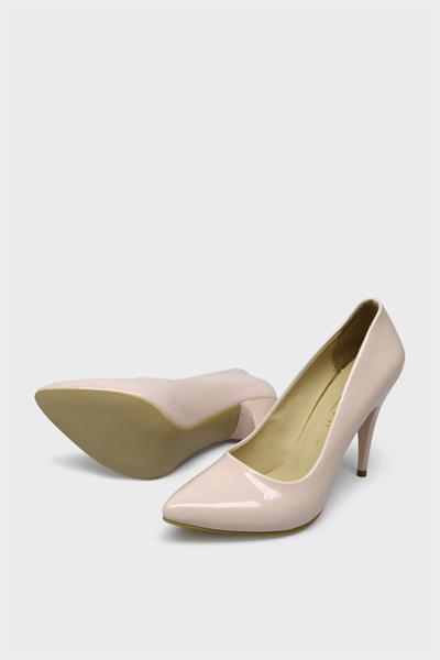 Esstii Kadın Yüksek Topuklu Stiletto Ayakkabı Pudra Rugan EST100