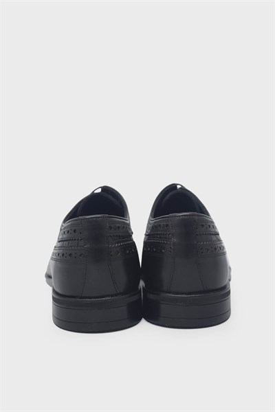 Fosco Erkek Lazer Baskılı Klasik Deri Ayakkabı Siyah FSC7100