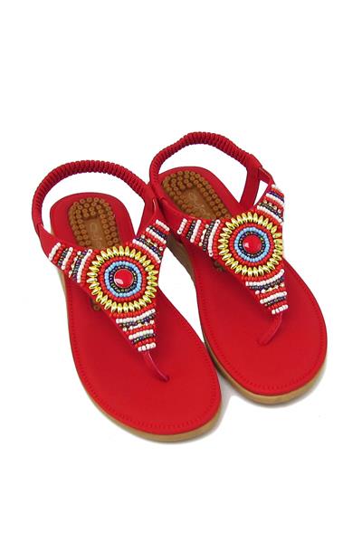 Guja Kadın Boncuklu Parmak Arası Sandalet Kırmızı BLG22Y120-16
