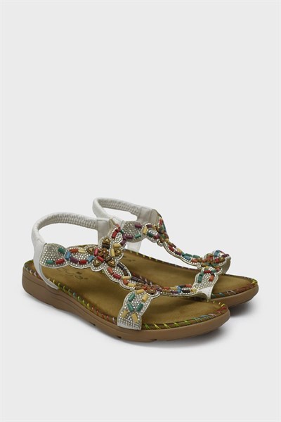 Guja Kadın Günlük Taşlı Sandalet Beyaz BLG23Y150-12