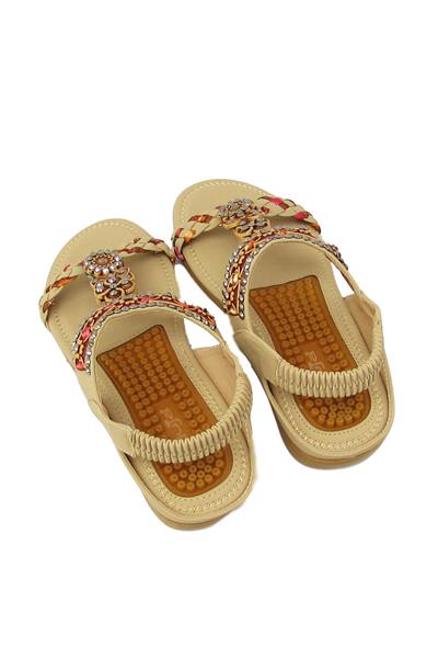 Guja Kadın Taş Detaylı Örgülü Sandalet Bej BLG22Y150-31