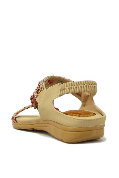 Guja Kadın Taş Detaylı Örgülü Sandalet Bej BLG22Y150-31