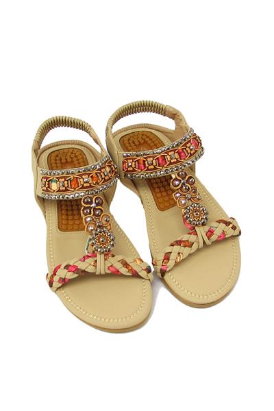 Guja Kadın Taş Detaylı Örgülü Sandalet Bej BLG22Y150-31