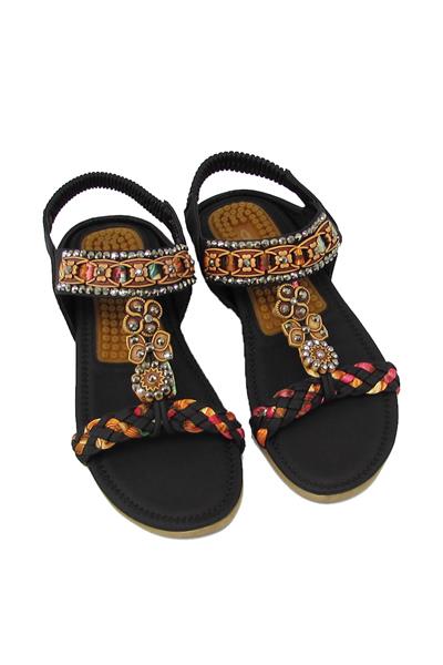 Guja Kadın Taş Detaylı Örgülü Sandalet Siyah BLG22Y150-31